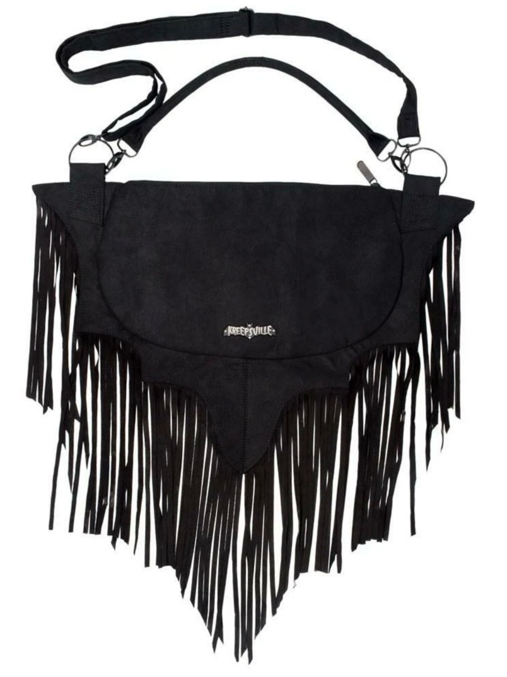 Kreepsville Black Bat Wing Fringe Bag